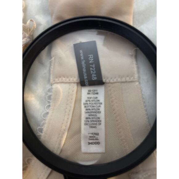 Felina Sweet Revenge 34DDD Wired Bra Beige Ribbon Polka Dot Full Coverage - Picture 11 of 12